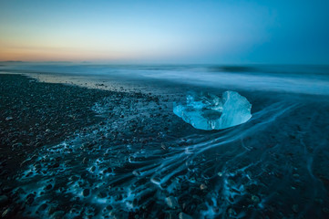 Floating icebergs in Jokulsarlon Glacier Lagoon, Iceland