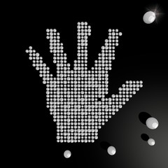 Illustration of a noble hand symbol made of many spheres
