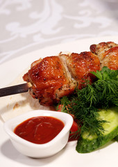 Tasty meat in a dish