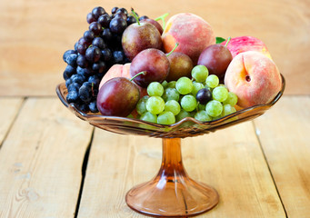 Grapes, peaches, plums