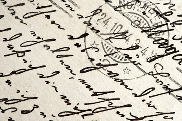 manuscript with vintage handwriting and post stamp