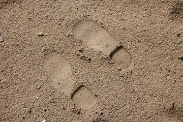 Footprints in the sand.