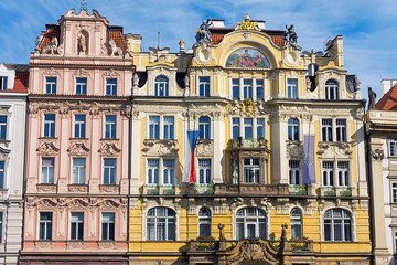 Fototapeta premium Restored historic buildings seen in Prague