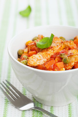 chicken baked with vegetables