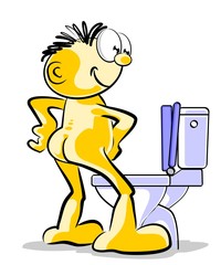 Boy using toilet, illustration