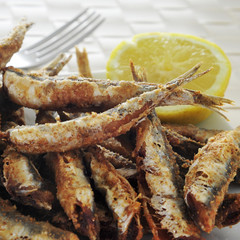 spanish boquerones fritos, fried anchovies typical in Spain