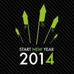 Silvester 2014 Start New Year - Green Rockets