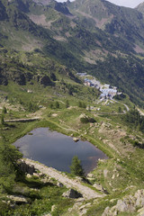 Fototapeta premium Vista sul Santuario di Sant'Anna di Vinadio