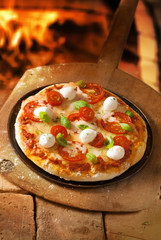 Crusty Italian pizza topped with mozzarella