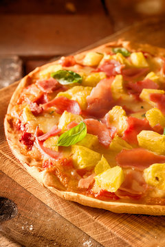 Tropical ham and pineapple pizza