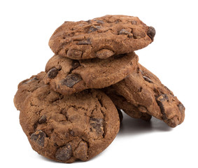 Chocolate chips cookies isolated on white background