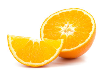 Orange fruit slice on white background