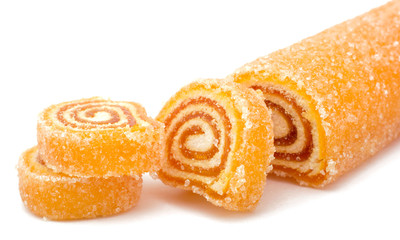 Delicious colorful marmalade isolated on white background