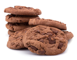 Chocolate homemade pastry biscuits isolated on white background