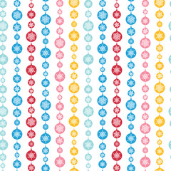 Vector Colorful Snowflakes Stripes Seamless Pattern Background