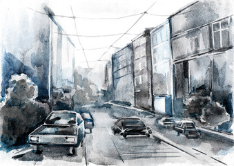 Obraz premium urban city street
