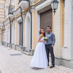 Happy bride and groom on their wedding