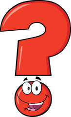 Happy Red Question Mark Cartoon Character