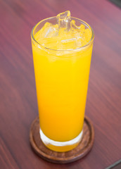 Glass of orange juice with ice