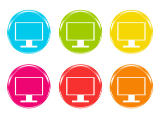 Iconos de colores con símbolo de pantalla o monitor tv
