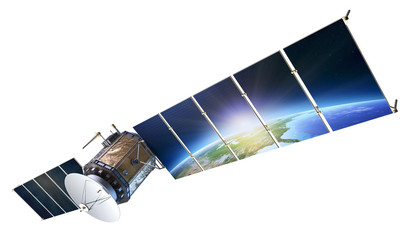 Satellite communications with earth reflecting in solar panels i - 55223865