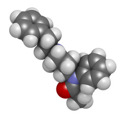 Fentanyl (fentanil) opioid analgesic drug, chemical structure.