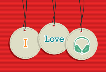 Hanging Music sign badges set