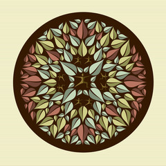 Human leaves yoga mandala.