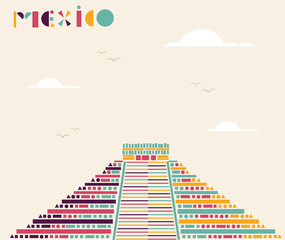 Mexico pyramid travel background.