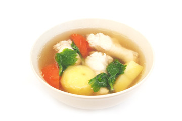 Chicken soup with potato and tomato