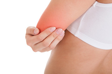 Woman with elbow pain
