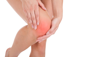 Woman having leg injury