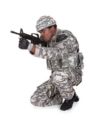 African Soldier Aiming With Gun