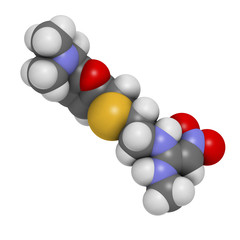 Ranitidine peptic ulcer disease drug, chemical structure.
