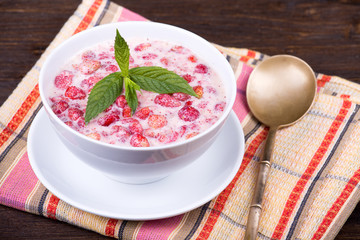 Strawberry in yogurt