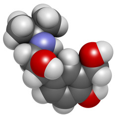 Salbutamol (albuterol) asthma and COPD drug, chemical structure.