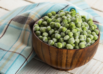 Frozen peas in bowl