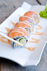 salmon sashimi roll