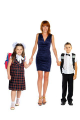 Obraz premium the teacher and the children go