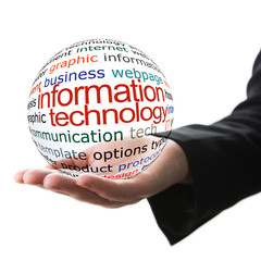 Transparent ball with inscription information technology .