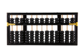 Old wooden abacus on white