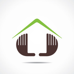 home icon design with hand stock