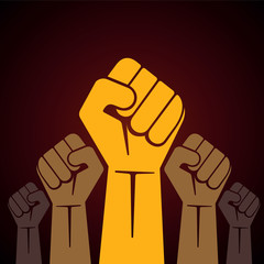 clenched fist held in protest illustration - obrazy, fototapety, plakaty