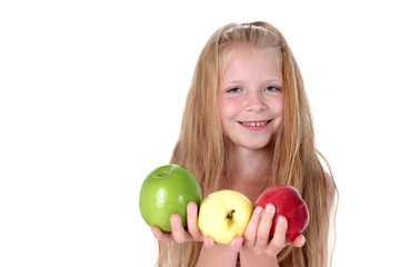 Fototapeta premium adorable little girl with apple