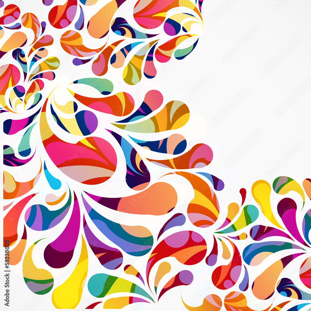 Poster rounded colorful arc drops. decorative abstract background.