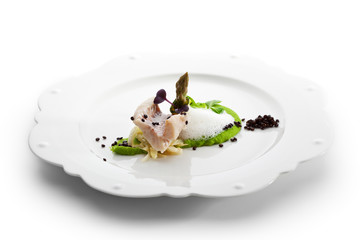 Seabass with Peas