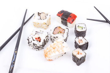 Sushi  on a white background