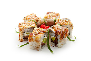 Salmon and Smoked Eel Maki Sushi