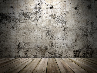 concrete wall and wooden floor in a grunge style