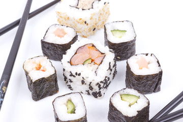 Sushi  on a white background